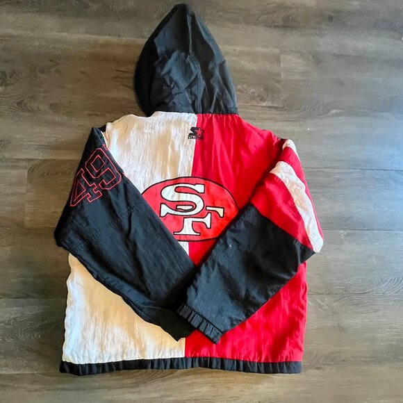 90's Vintage Starter San Francisco 49ers Pullover Hoody Jacket- Size Large - Picture 4 of 7